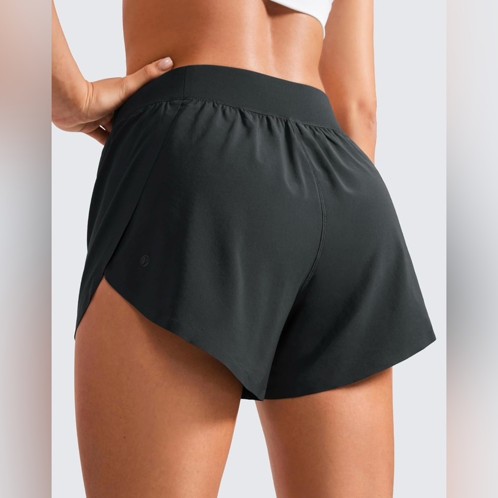 CRZ YOGA Mid Waisted Split Running Quick Dry Shorts for Women - Picture 2 of 14